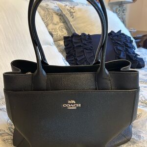 Coach Black Leather Tote Bag